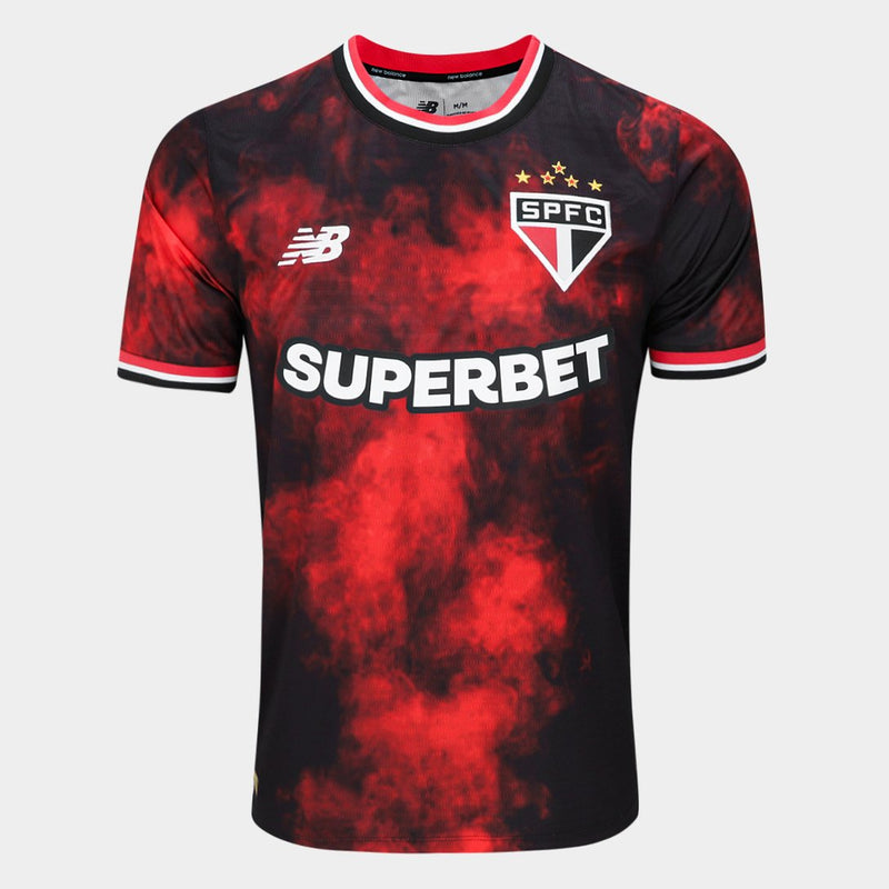 Camisa São Paulo 24/25 III Torcedor Comemorativa New Balance Masculina - Preto e Vermelho