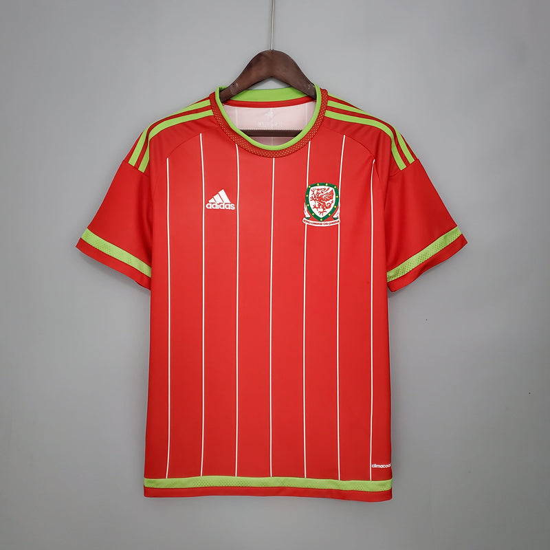 Camisa de Gales Home (1) 2015/16 Adidas Retrô Masculina