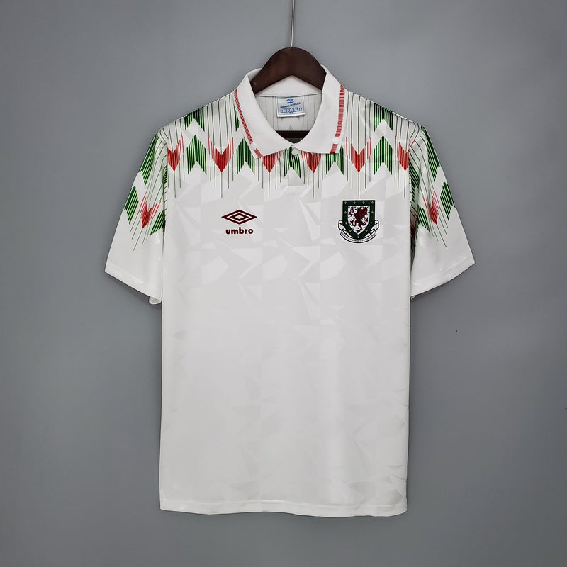 Camisa de Gales Away (2) 1990 Umbro Retrô Masculina